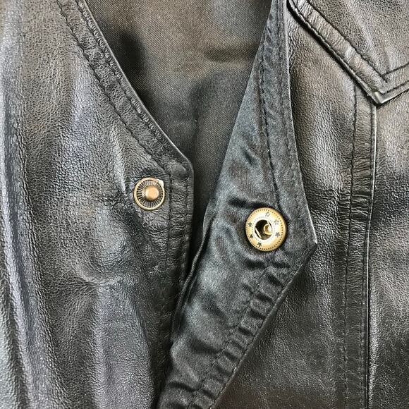 Vintage Leather Motorcycle Vest Mens Eagle USA Flag Patch Logo Small - Picture 7 of 10